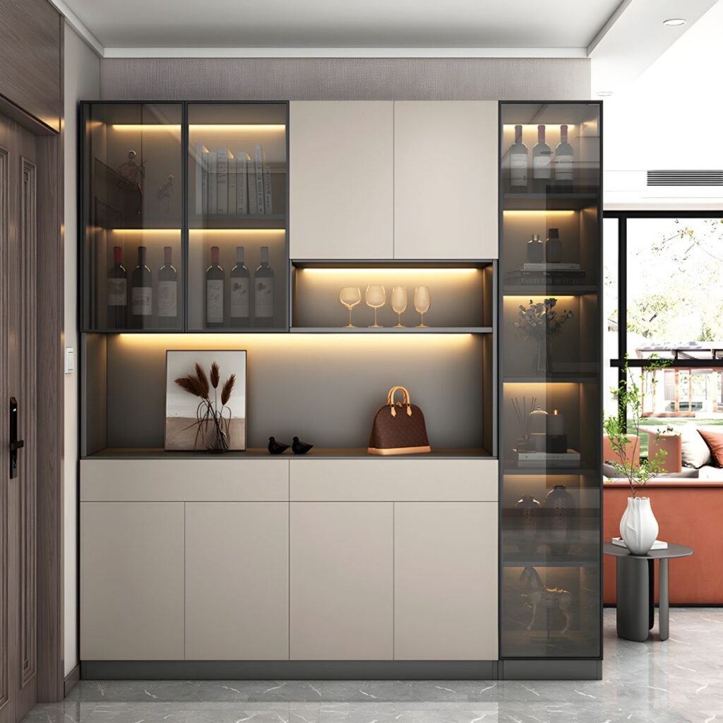 1200x12002 89 Handleless Glass Display Showcase with Seamless Rebound Doors and 79" Elegant Minimalist 7-Style Customization