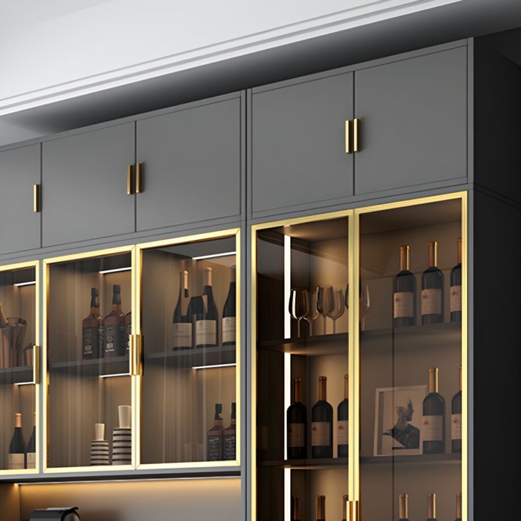 1200x12003 69 Manufactured Wood Display Stand with Repository and Illuminating, 1 Cabinet/2 Cabinets& 5 Shelves/6 Shelves, Glazed Door