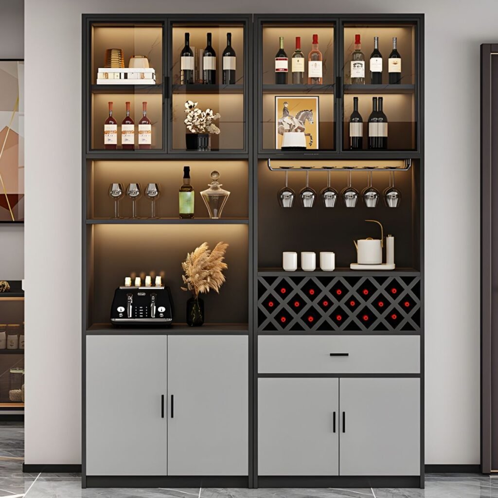 1200x12003 70 Sophisticated Mixed-Media Wine Cabinet with Professional Glass Display and 4 Versatile Modular Configurations for Grand Estates