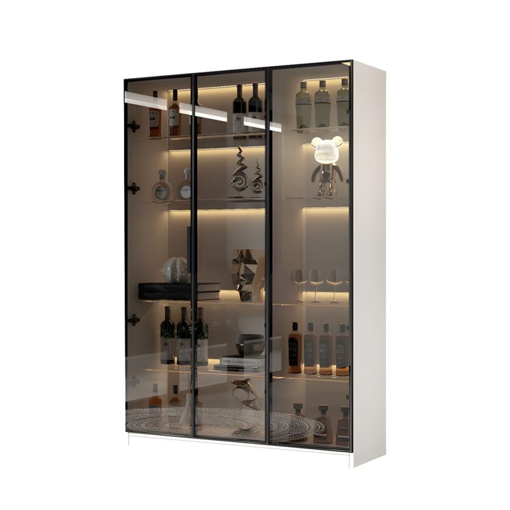 1200x12004 76 Full-Height Glass Showcase with Integrated LED Lighting and Sophisticated 79-Inch Minimalist Frame for Elite Home Galleries