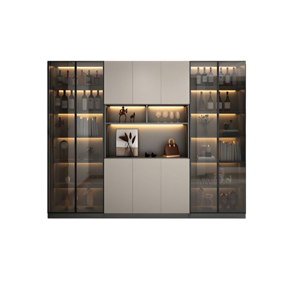 1200x12004 83 Handleless Glass Display Showcase with Seamless Rebound Doors and 79" Elegant Minimalist 7-Style Customization