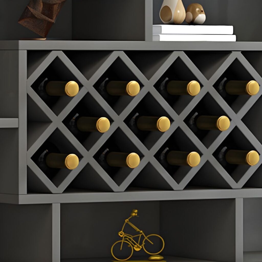 1200x12005 80 Exquisite Two-Tone Open-Shelf Sommelier Cellar with 79" High Modular Grids and Sustainable E0 Boarding for Grand Home Bars