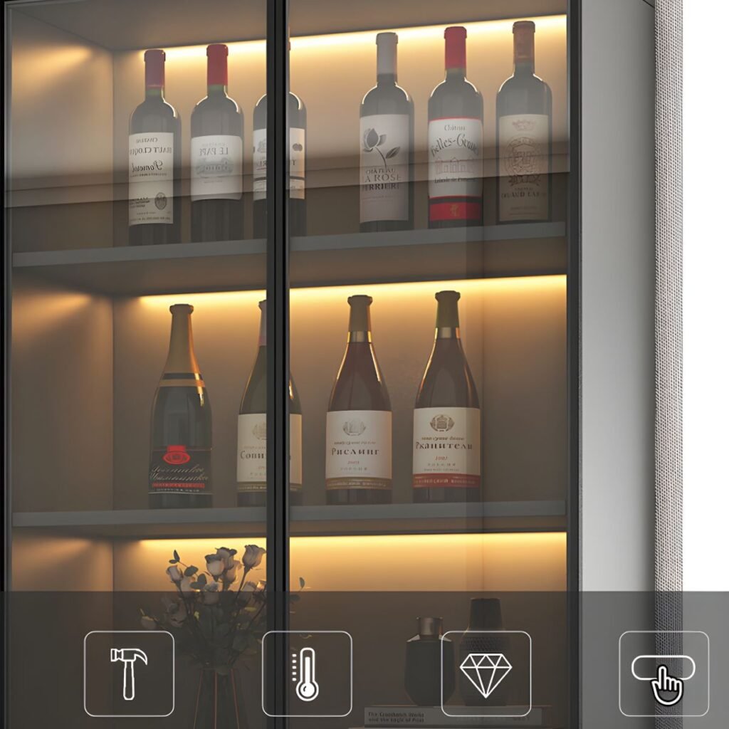 1200x12005 91 Handleless Glass Display Showcase with Seamless Rebound Doors and 79" Elegant Minimalist 7-Style Customization