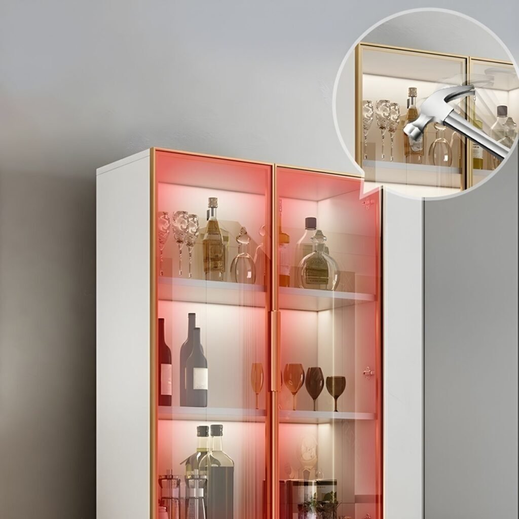 1200x12006 103 Elegant Modern Glass Curio Display Cabinet with Integrated LED and 71-Inch Sophisticated Drawer Storage for Elite Homes