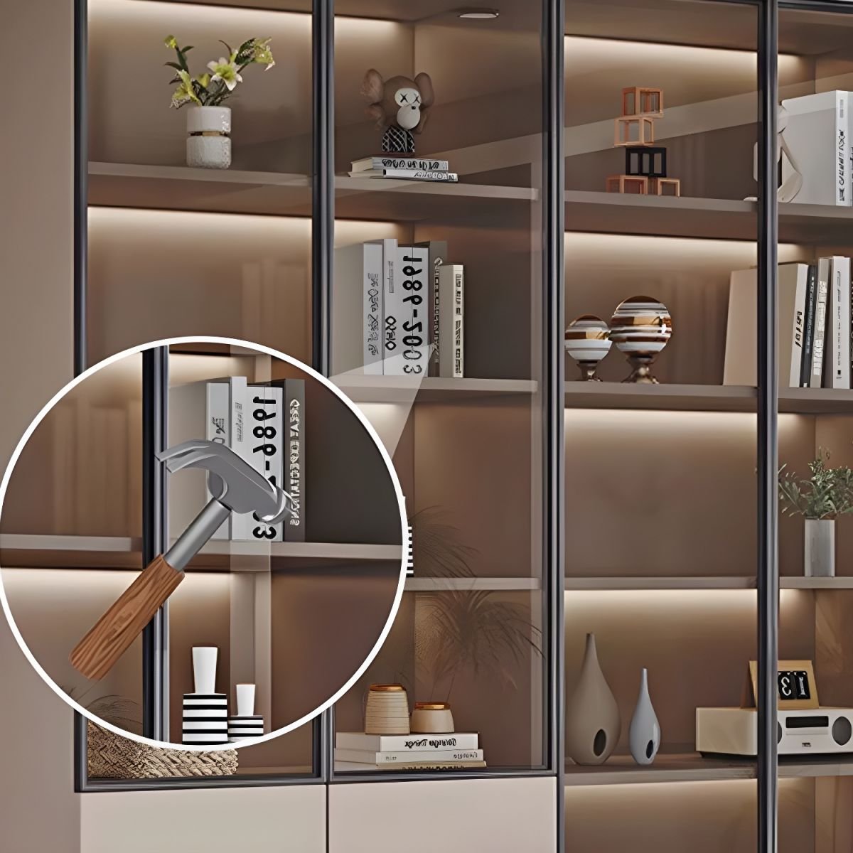 Amazing Bookcase for Modern Living Room with 6 Glass Doors - Image 7