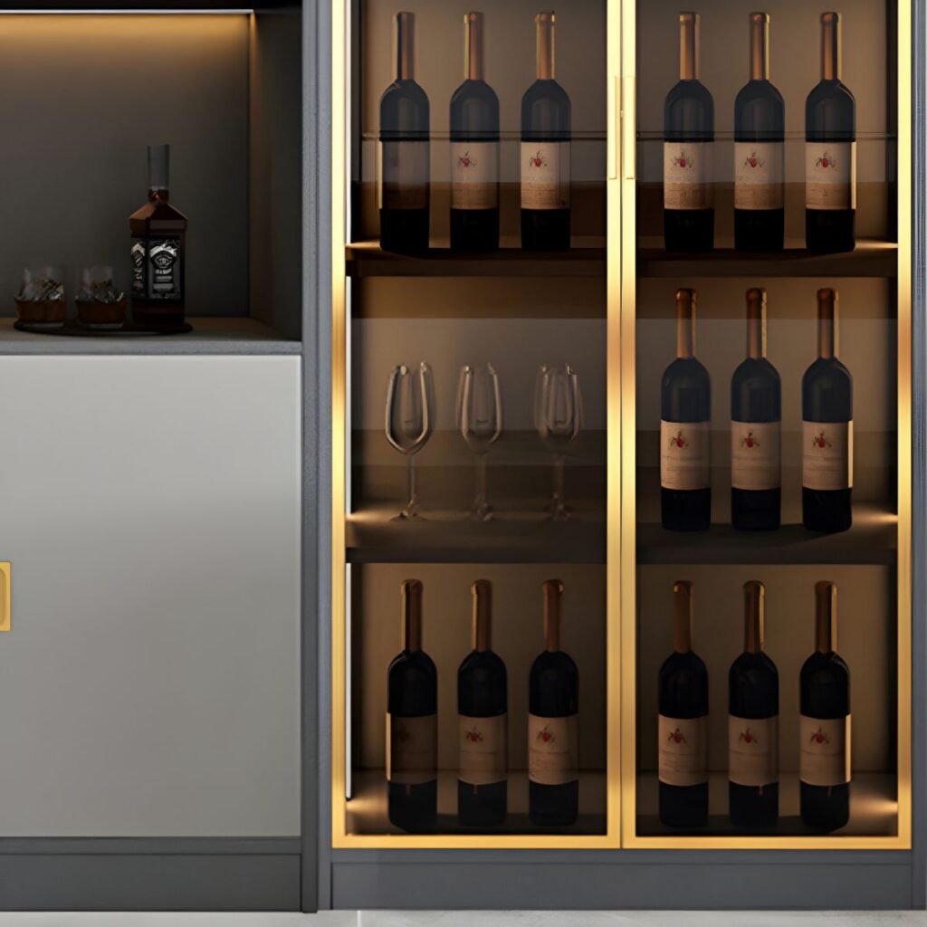 1200x12006 82 Manufactured Wood Display Stand with Repository and Illuminating, 1 Cabinet/2 Cabinets& 5 Shelves/6 Shelves, Glazed Door