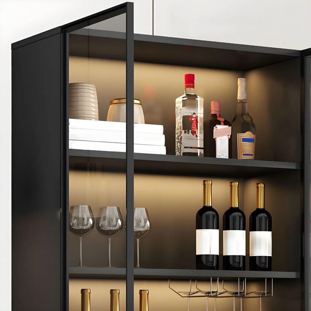 1200x12006 87 Enclosed Full Overlay Free standing Accent Cabinet in Wood with Cabinet Boxes, Glass Doors and 4/6 Shelves in a Trendy Style