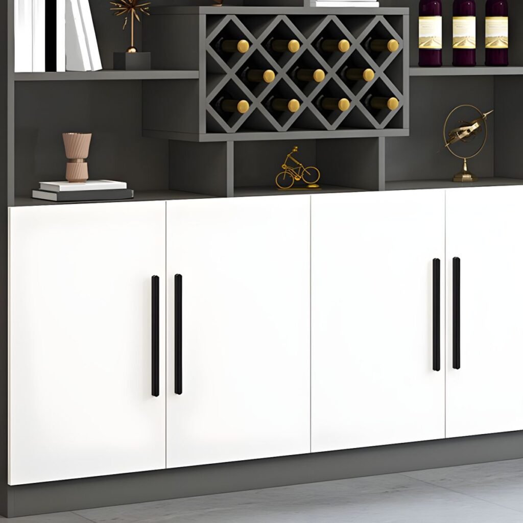1200x12006 88 Exquisite Two-Tone Open-Shelf Sommelier Cellar with 79" High Modular Grids and Sustainable E0 Boarding for Grand Home Bars