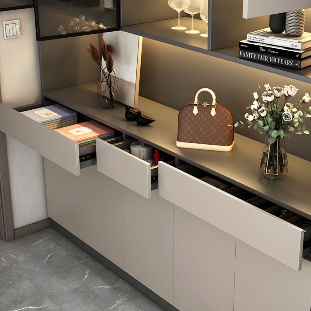 1200x12007 100 Handleless Glass Display Showcase with Seamless Rebound Doors and 79" Elegant Minimalist 7-Style Customization