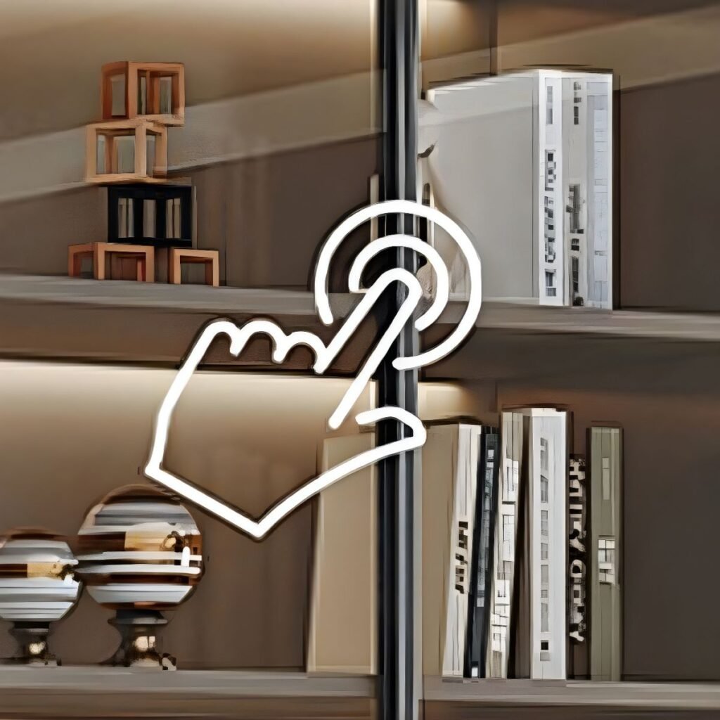 1200x12007 68 Amazing Bookcase for Modern Living Room with 6 Glass Doors