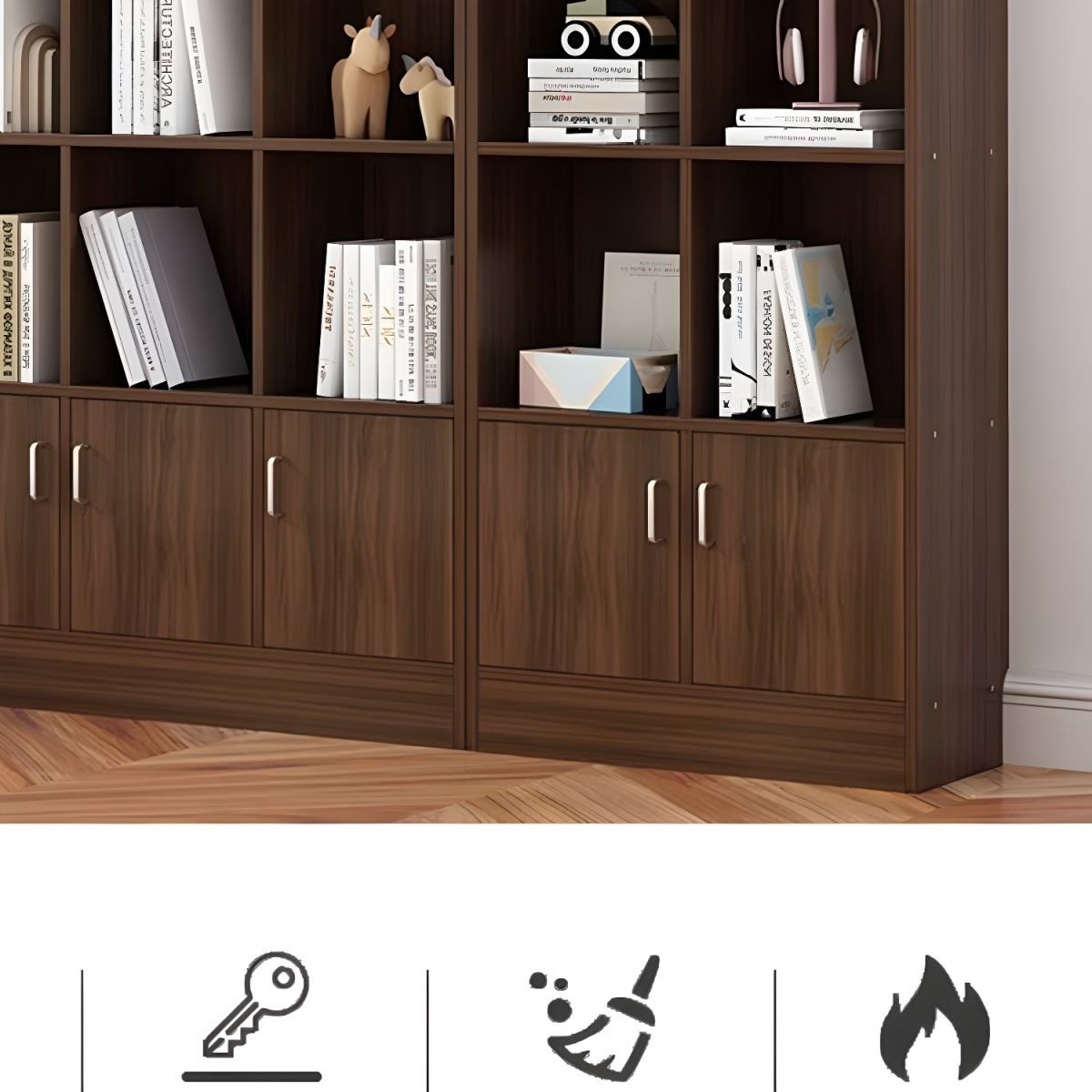 Wooden Morden Design Living Room Bookcase Library With 2/6/8 Doors Storage Cabinet Book Shelvese Bookshelf - Image 8