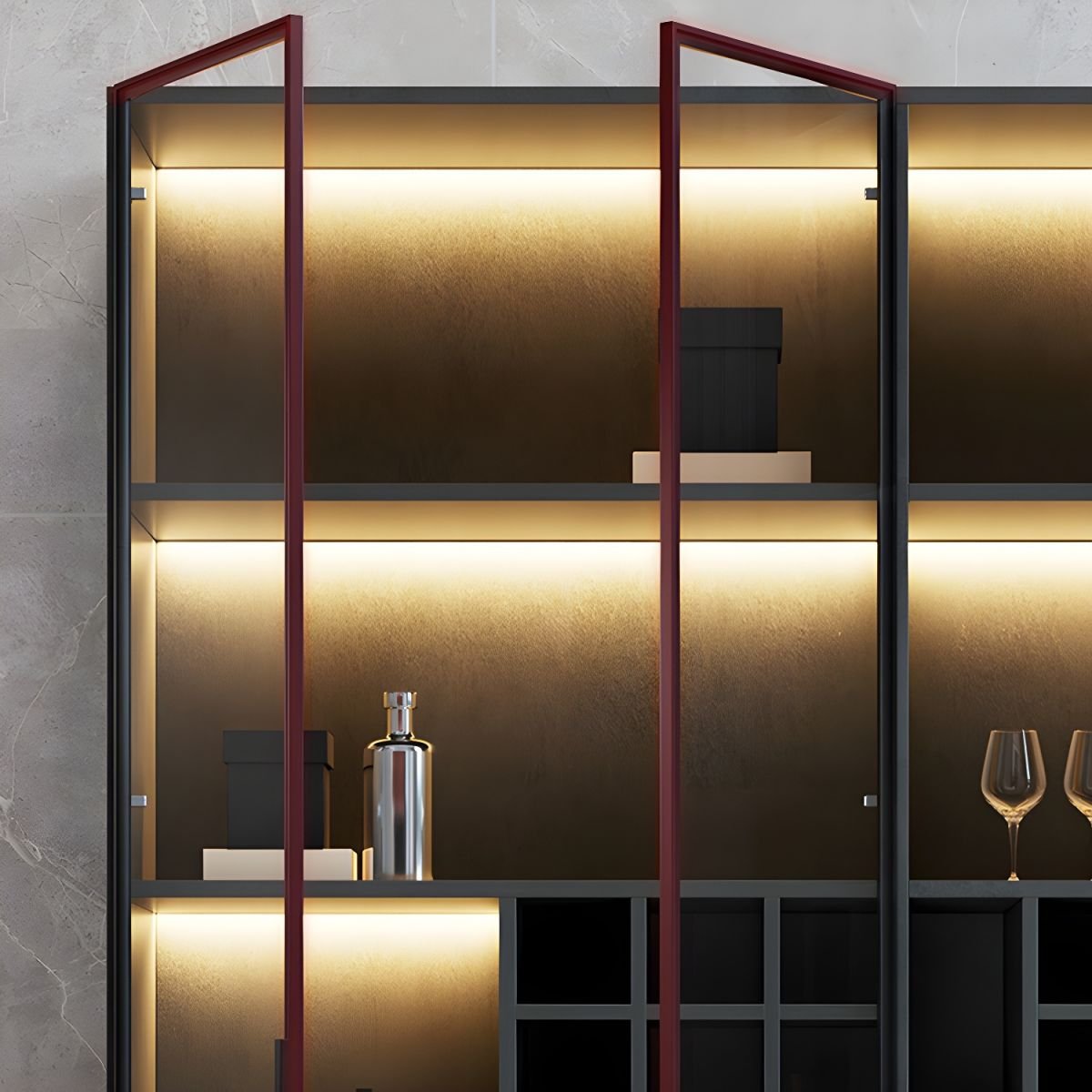 Modern Home Bar Sideboard Wine Cabinet Living Room Furniture Wine Cabinet with Wine Racks for Dining Room - Image 9