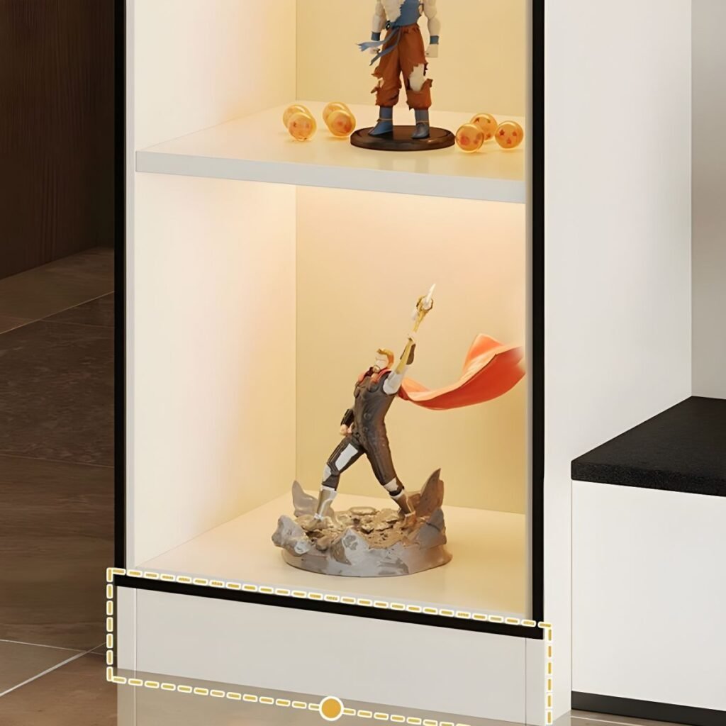 1200x12008 83 Sleek Narrow Action Figure Display Case with 8 Modular Configurations and Vibrant LED Illumination for Collectors