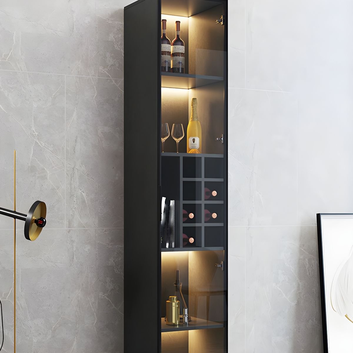 Modern Home Bar Sideboard Wine Cabinet Living Room Furniture Wine Cabinet with Wine Racks for Dining Room - Image 10