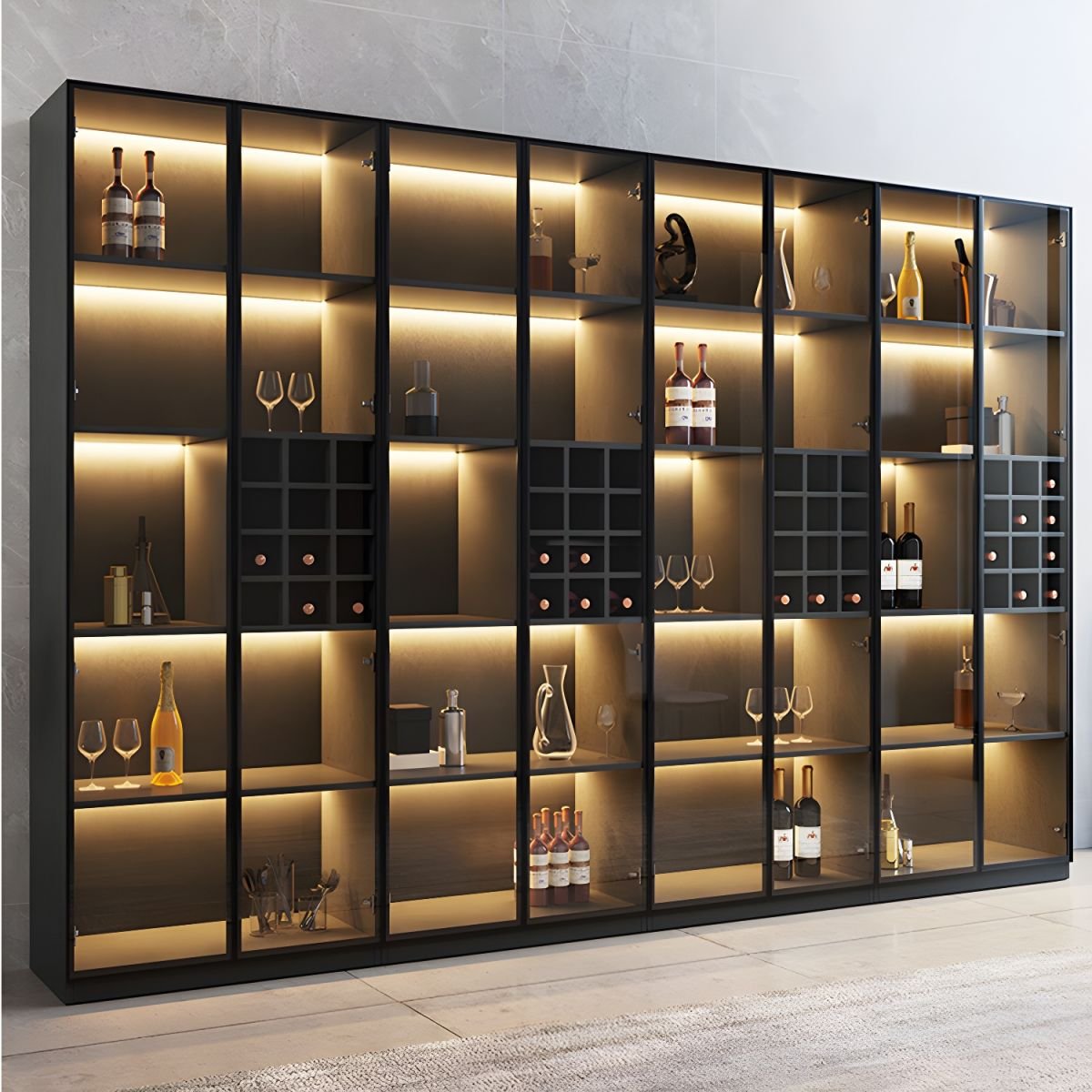 Modern Home Bar Sideboard Wine Cabinet Living Room Furniture Wine Cabinet with Wine Racks for Dining Room