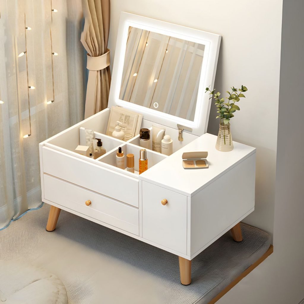 Scandi Two Tone Vanity in wood and white E0 wood finish