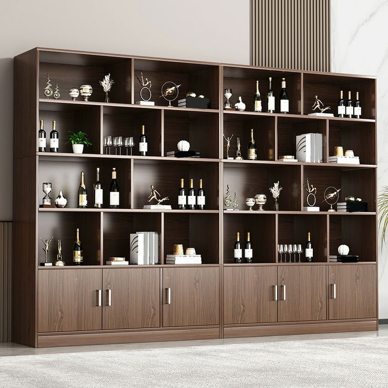 Modern Wood Display Stand with Open Storage & 4 Non-Adjustable Shelves & Cabinet Included - Image 2