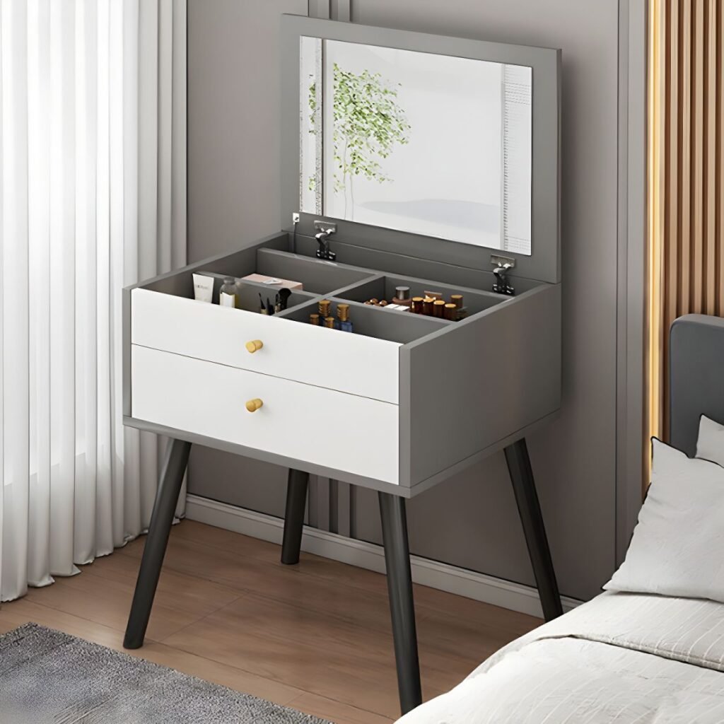 1200x12001 101 Modish Standard/Small Vanity Set with Ash Wood Table Top, 2 Drawers, and Locker