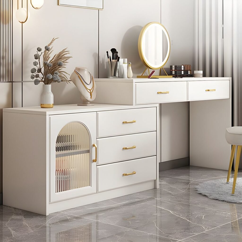 1200x12001 113 LED Vanity with Fluted Glass | Elegant White 120cm Desk