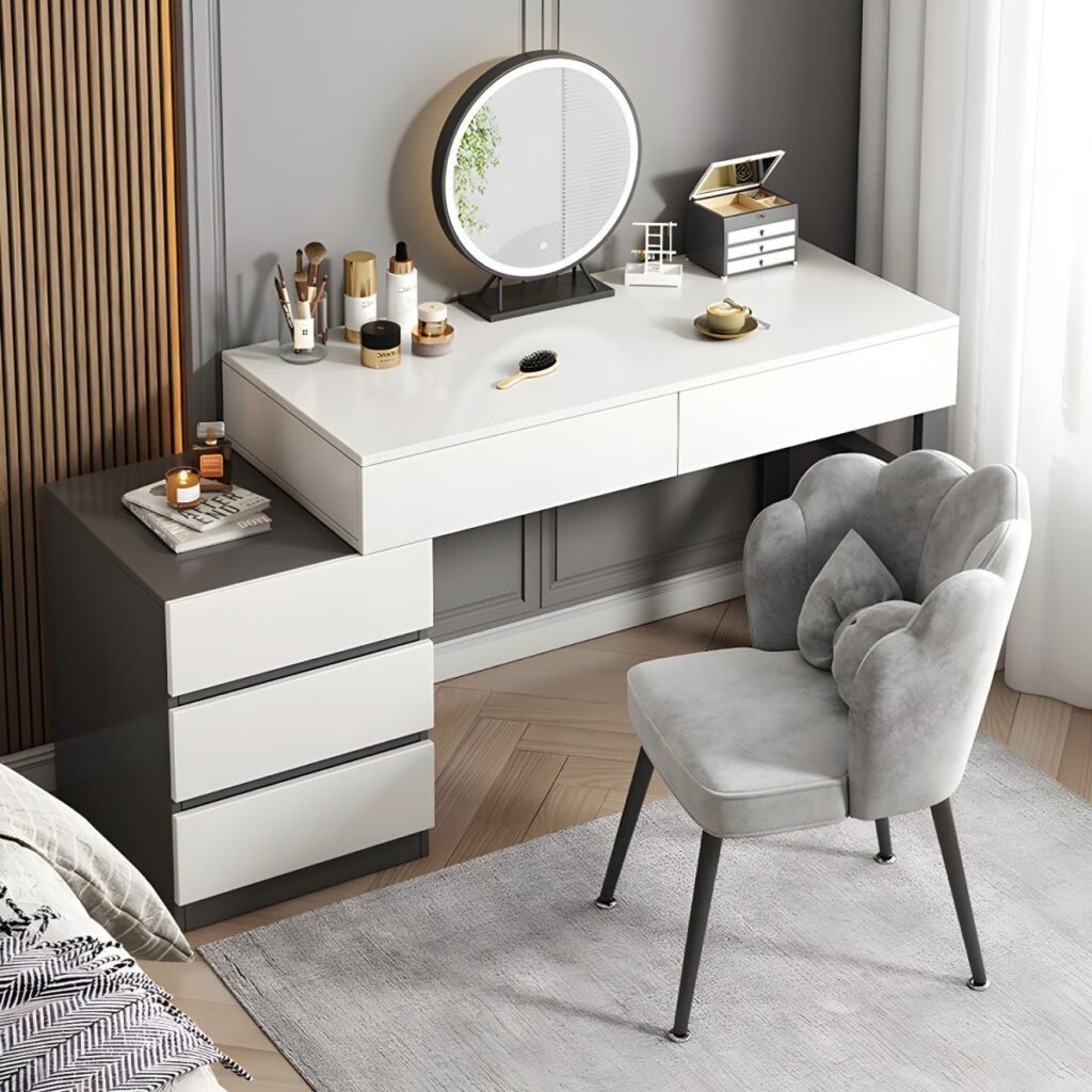 1200x12001 115 Grey and White Vanity | Serene 80cm Compact Table