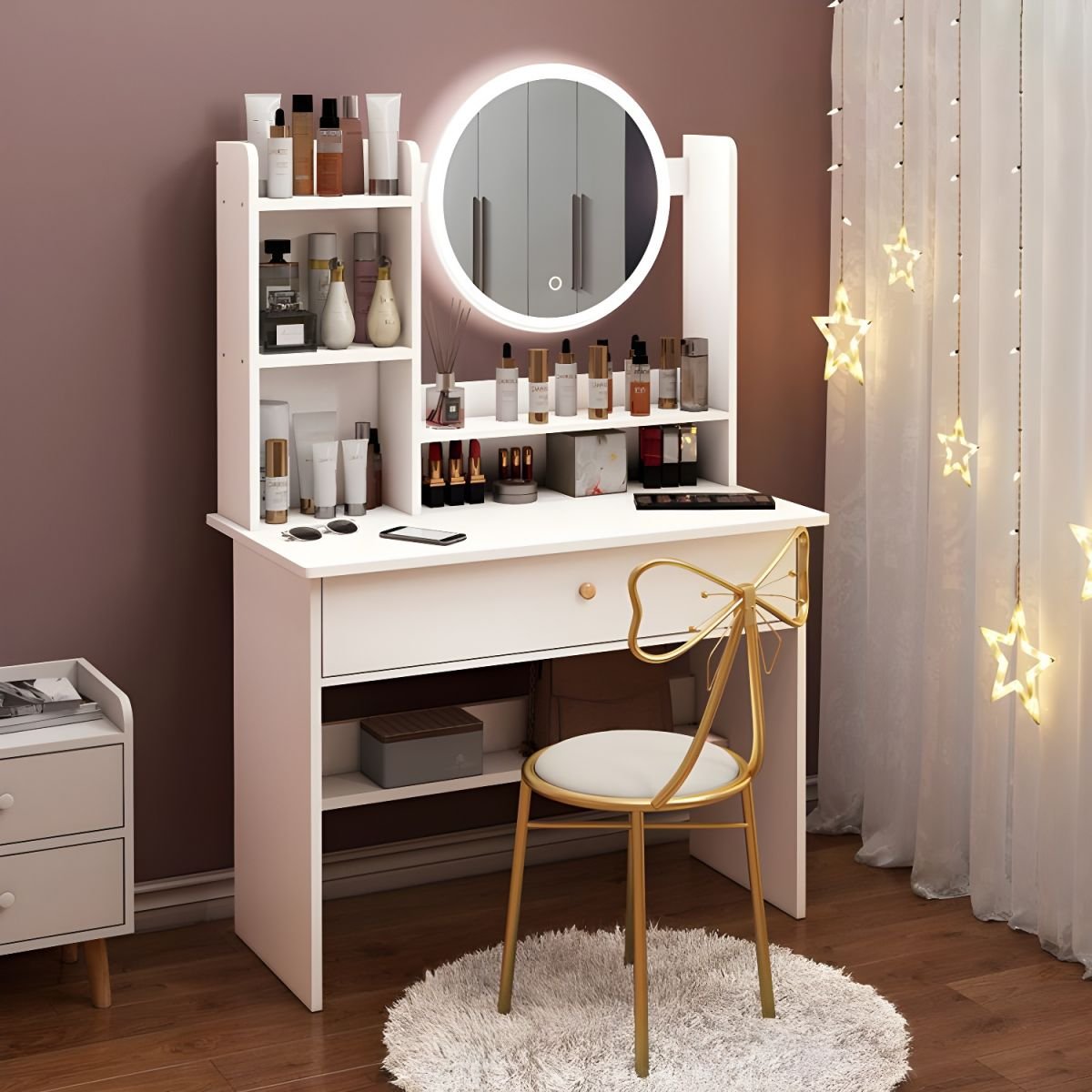 Modern Bedroom Furniture Vanity Desk With Led Mirror for Bedroom Makeup - Image 2