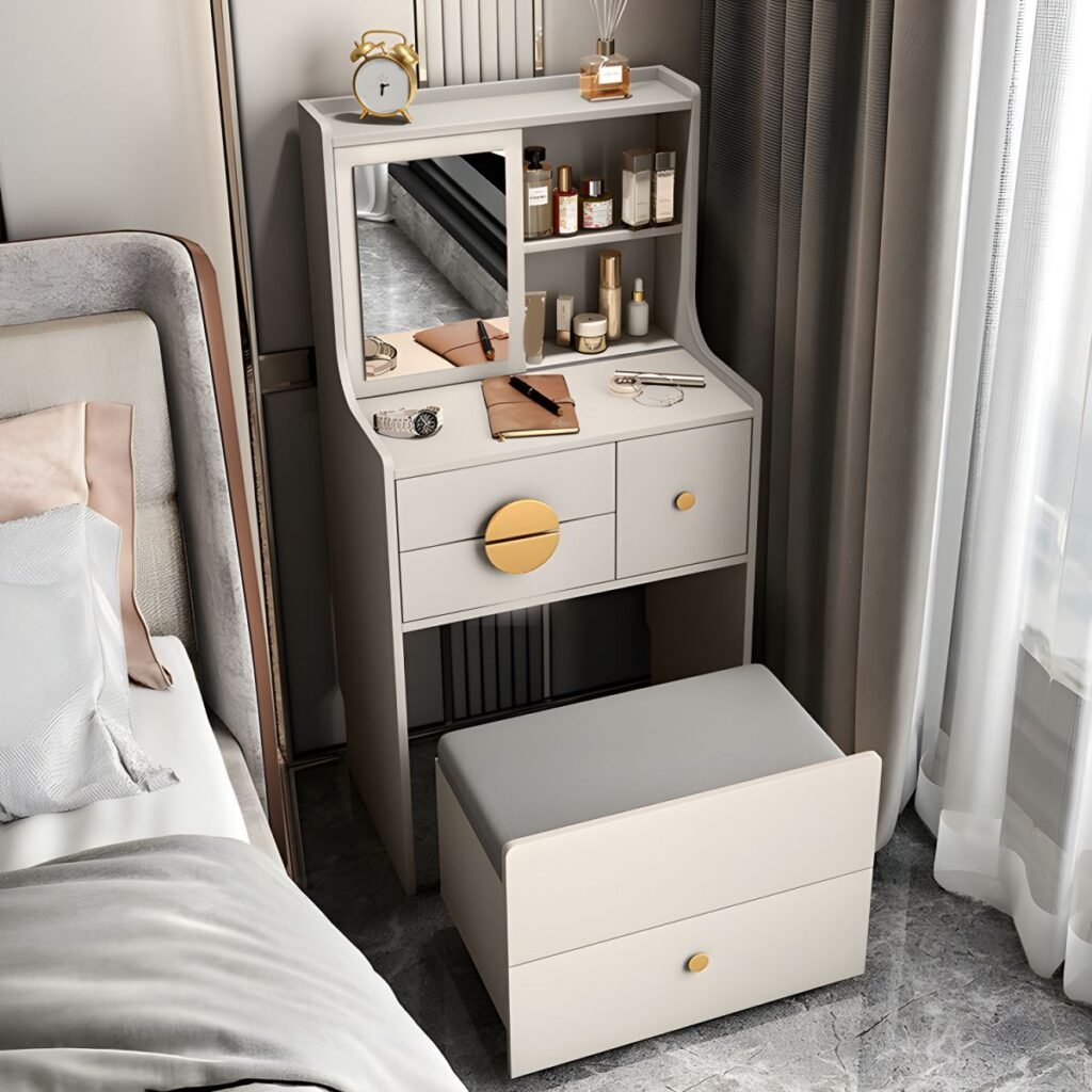 1200x12001 126 Chic Grey Vanity Desk | Sleek 120cm Asymmetric Set