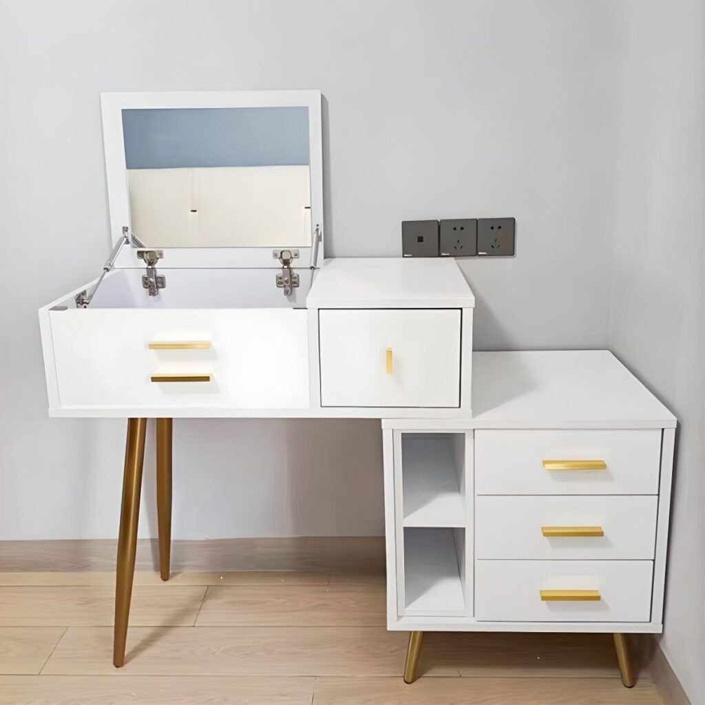 1200x12001 127 White Vanity with Accent Handles | Joyful 80-100cm Set