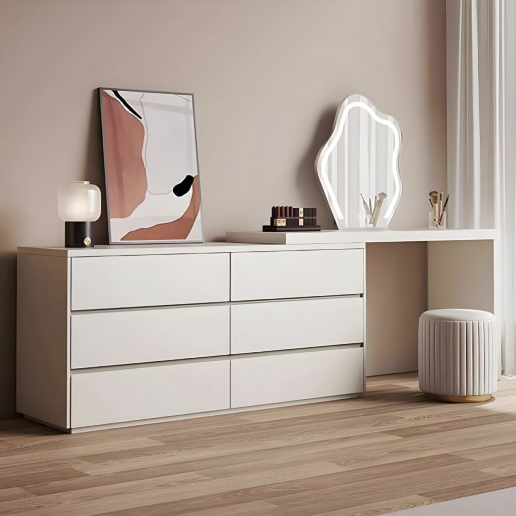 1200x12001 145 Sleek White Vanity Table | Serene 120cm Swivel Desk