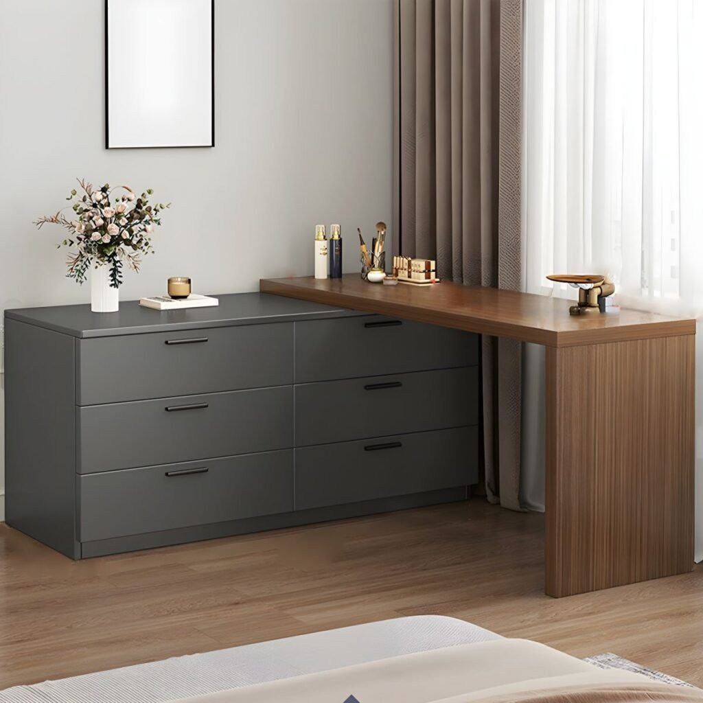 1200x12001 148 Two Tone Swivel Dressing Table | Bold 140cm Wood Set