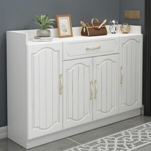 Modern White Narrow Shoe Storage Cabinet with 5 Tiers/4 Tiers Scratch Resistant for Home