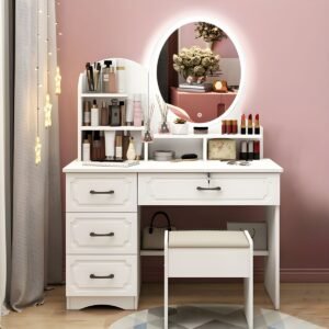Modern Bedroom Furniture Vanity Desk With Led Mirror for Bedroom Makeup