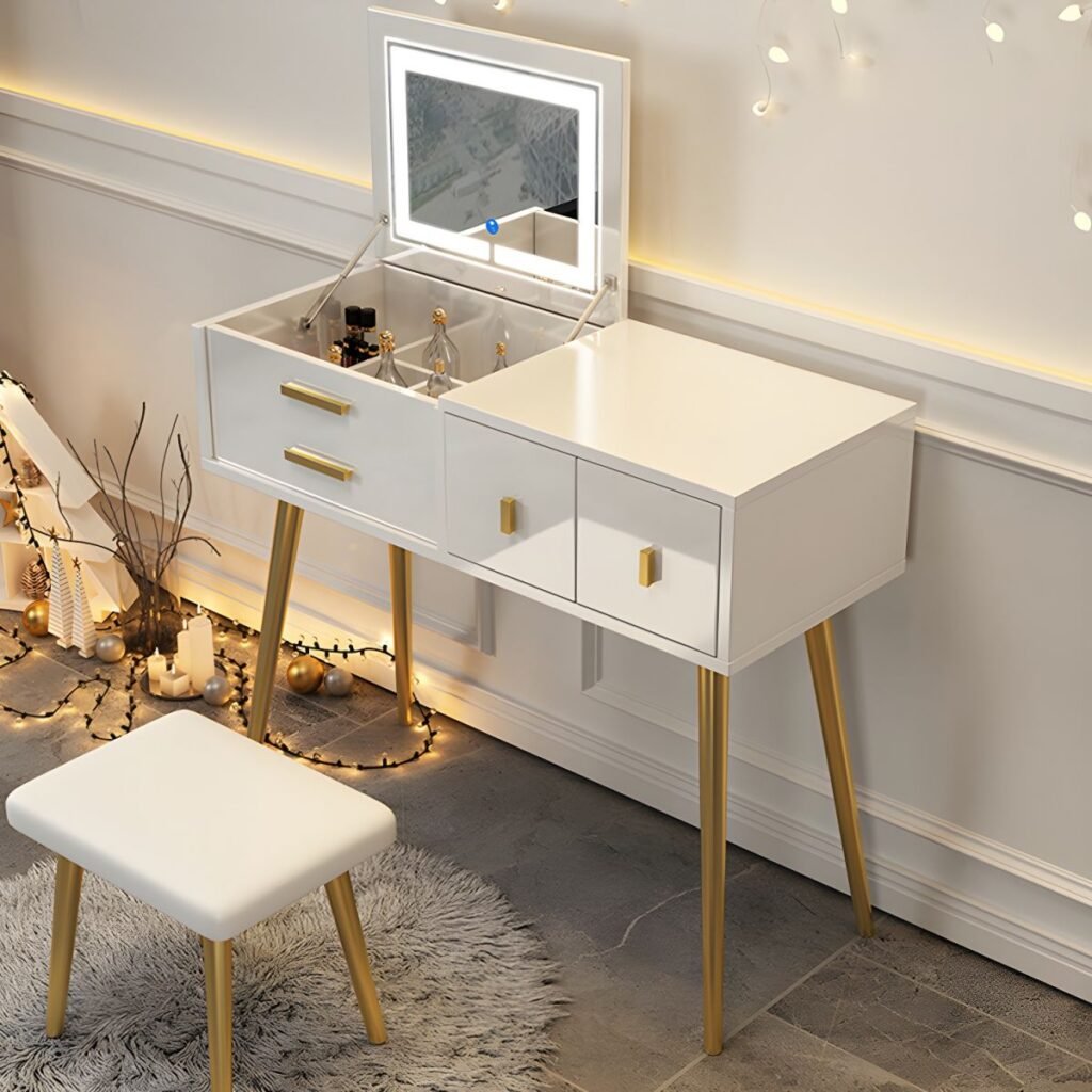 1200x120010 145 White Vanity with Accent Handles | Joyful 80-100cm Set