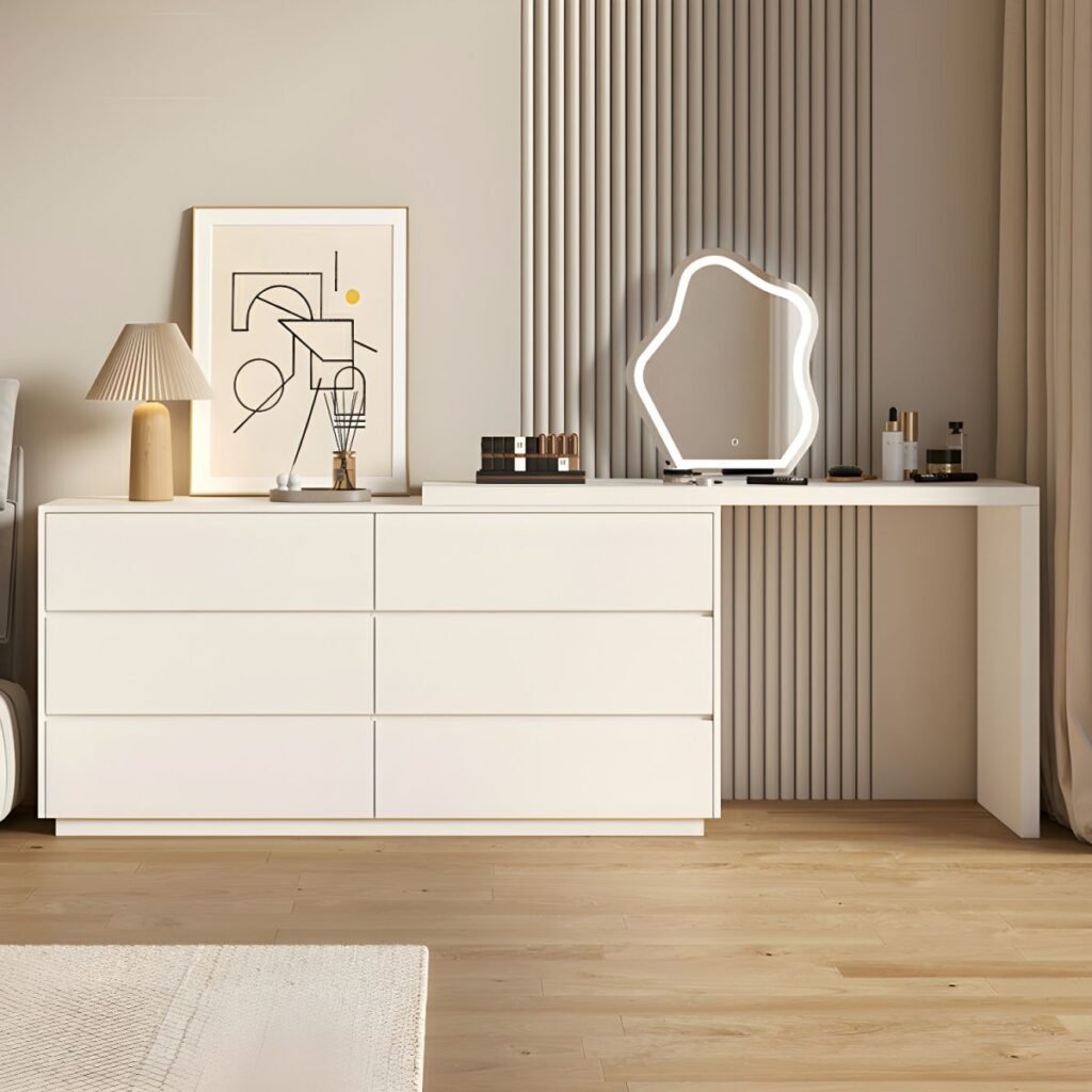 1200x12002 104 Large Vanity with 6 Drawers | Sublime 140cm White Desk