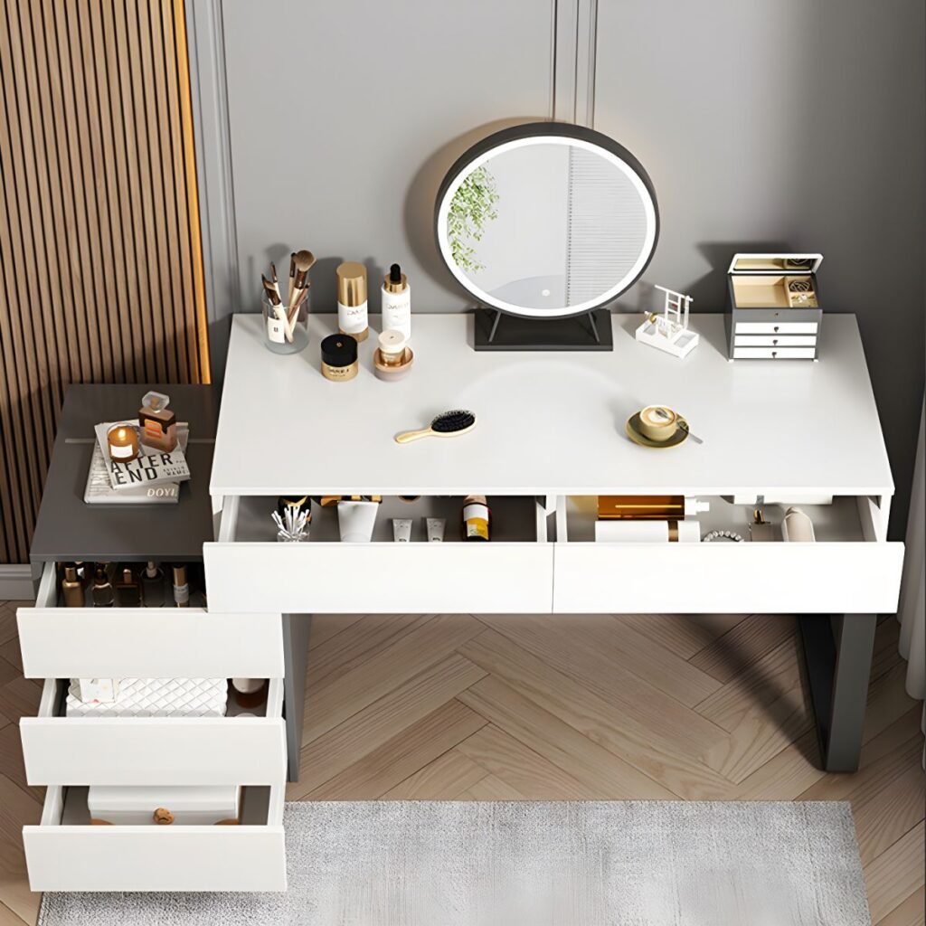 1200x12002 110 Grey and White Vanity | Serene 80cm Compact Table