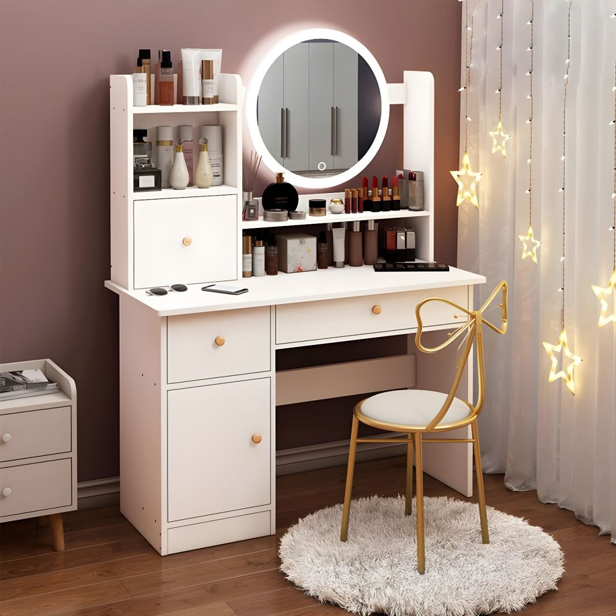 Modern Bedroom Furniture Vanity Desk With Led Mirror for Bedroom Makeup - Image 3
