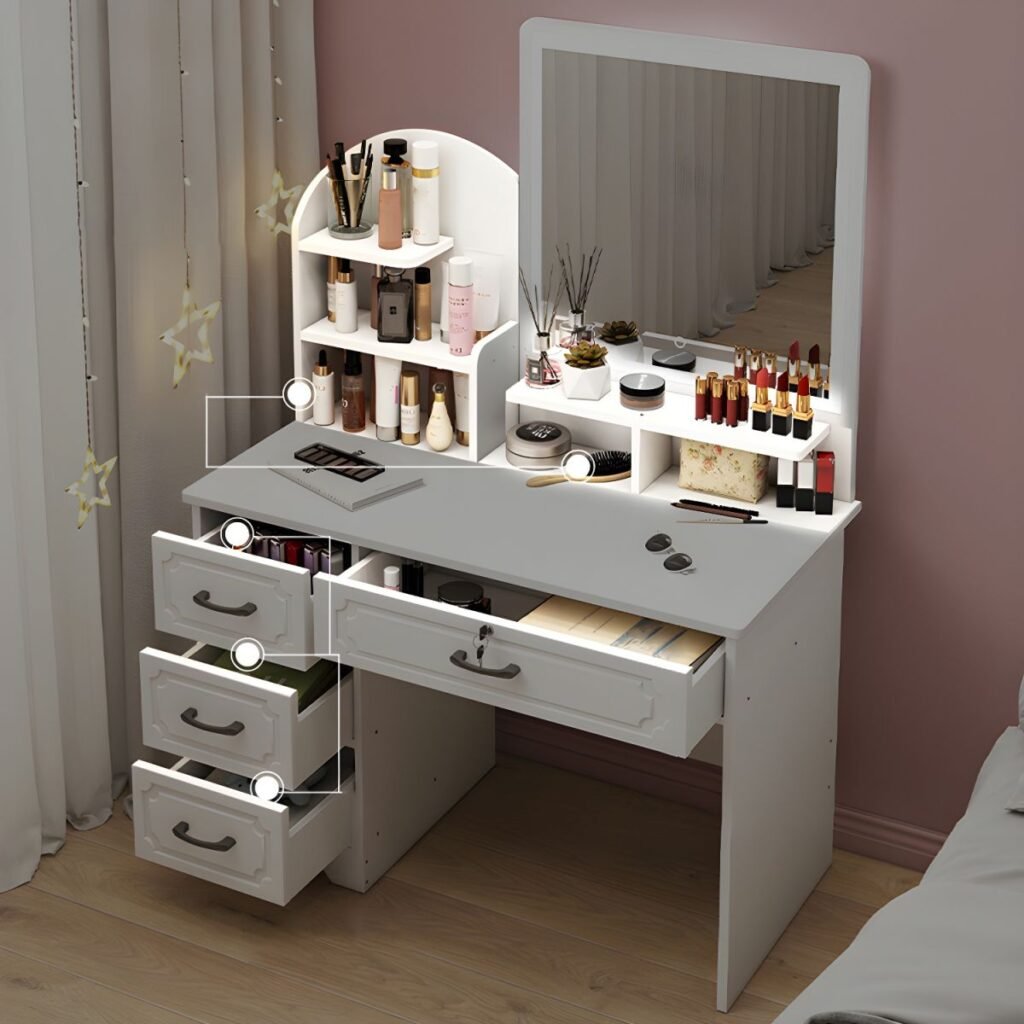 1200x12002 142 Compact Swivel Makeup Desk | Zen 80cm E0 Board Unit