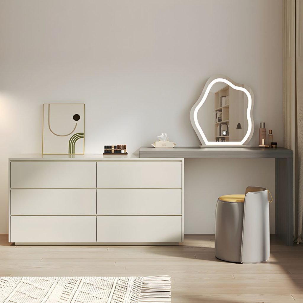 Apexerahomelife Sleek Extendable Vanity Desk JX-MV-002 reversible cabinet direction