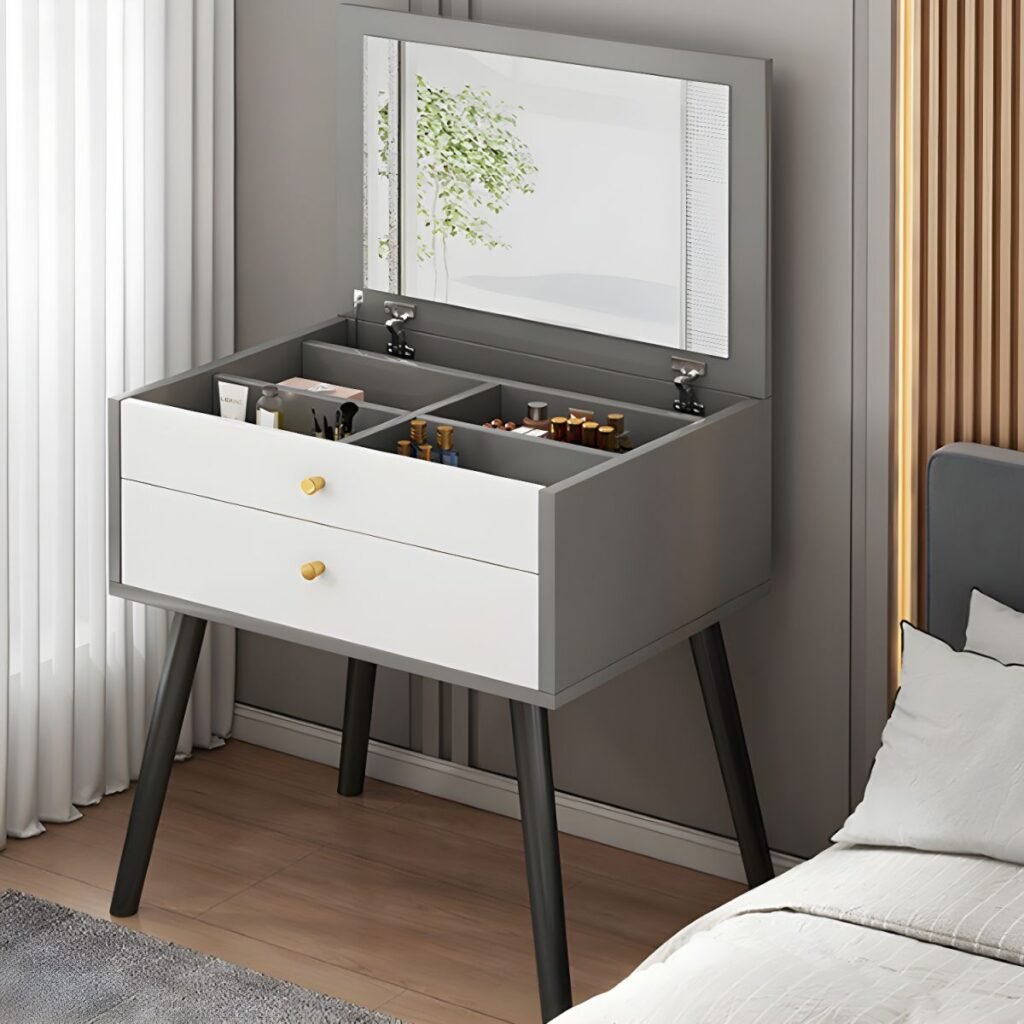 1200x12002 94 Modish Standard/Small Vanity Set with Ash Wood Table Top, 2 Drawers, and Locker