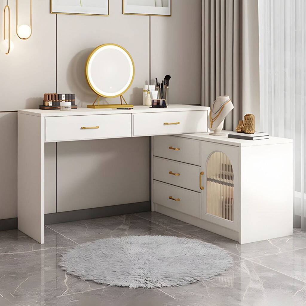1200x12003 101 LED Vanity with Fluted Glass | Elegant White 120cm Desk