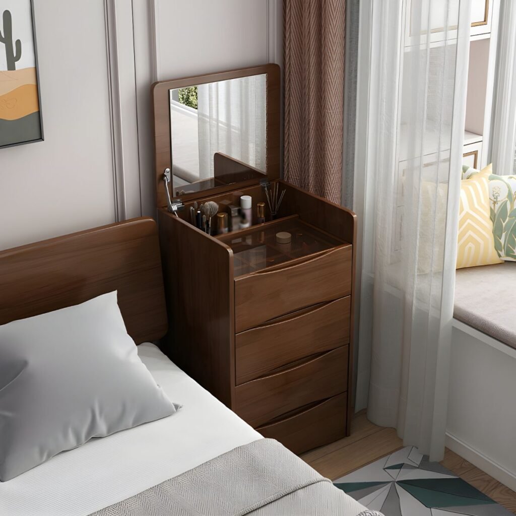 1200x12003 107 Brown Wood Narrow Vanity Set | Cozy 48cm Rustic Desk