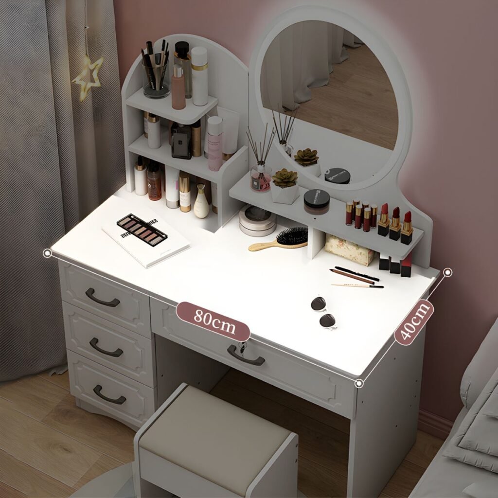 1200x12003 127 Compact Swivel Makeup Desk | Zen 80cm E0 Board Unit