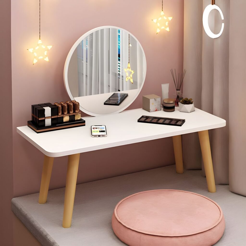 1200x12003 133 White Petite Vanity Set | Radiant 60cm Minimalist Desk