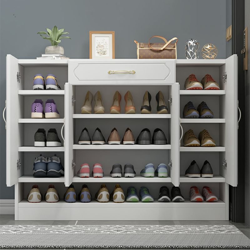 Modern White Narrow Shoe Storage Cabinet with 5 Tiers/4 Tiers Scratch Resistant for Home - Image 4
