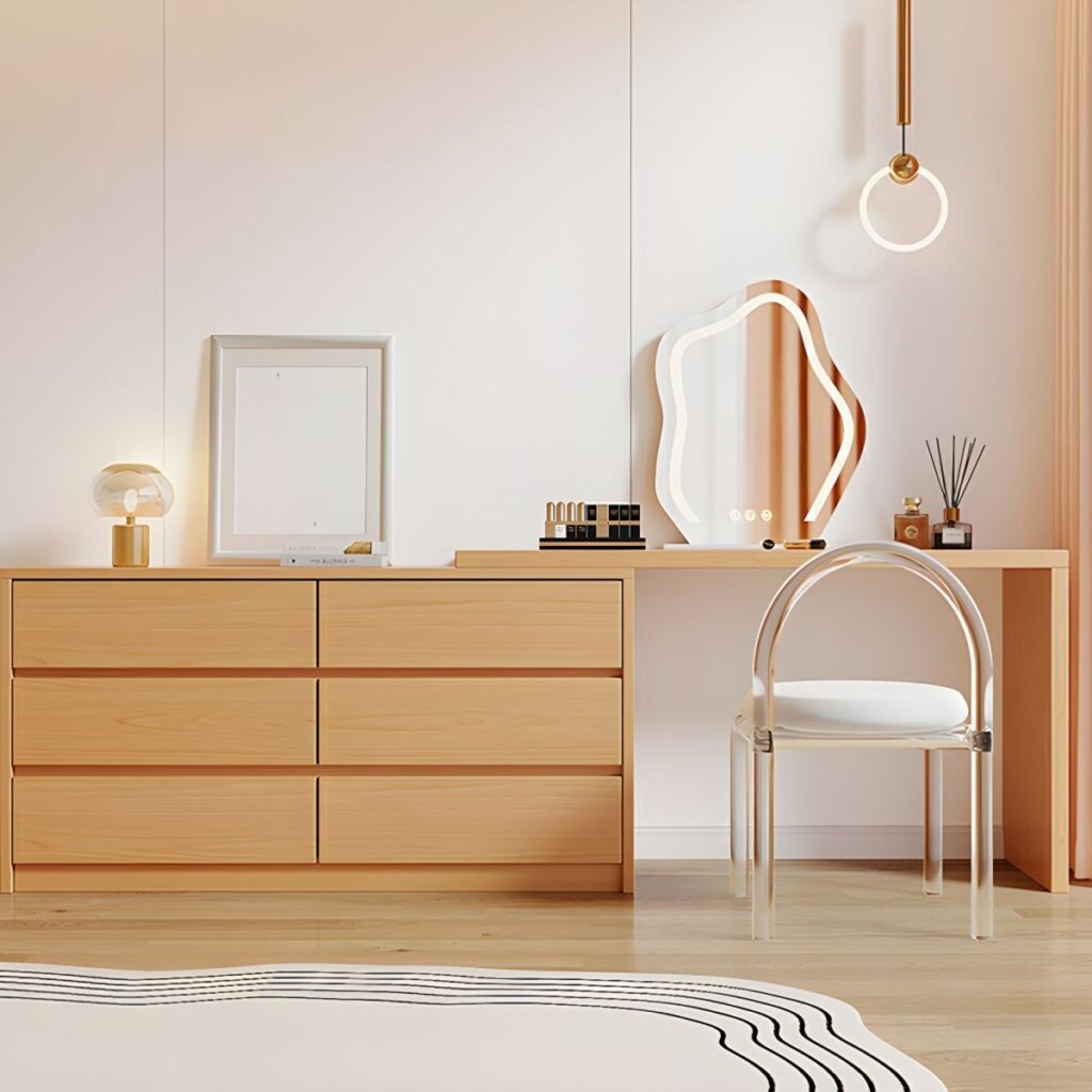 1200x12003 99 Wood Grain Makeup Vanity | Natural 120cm 6 Drawer Desk