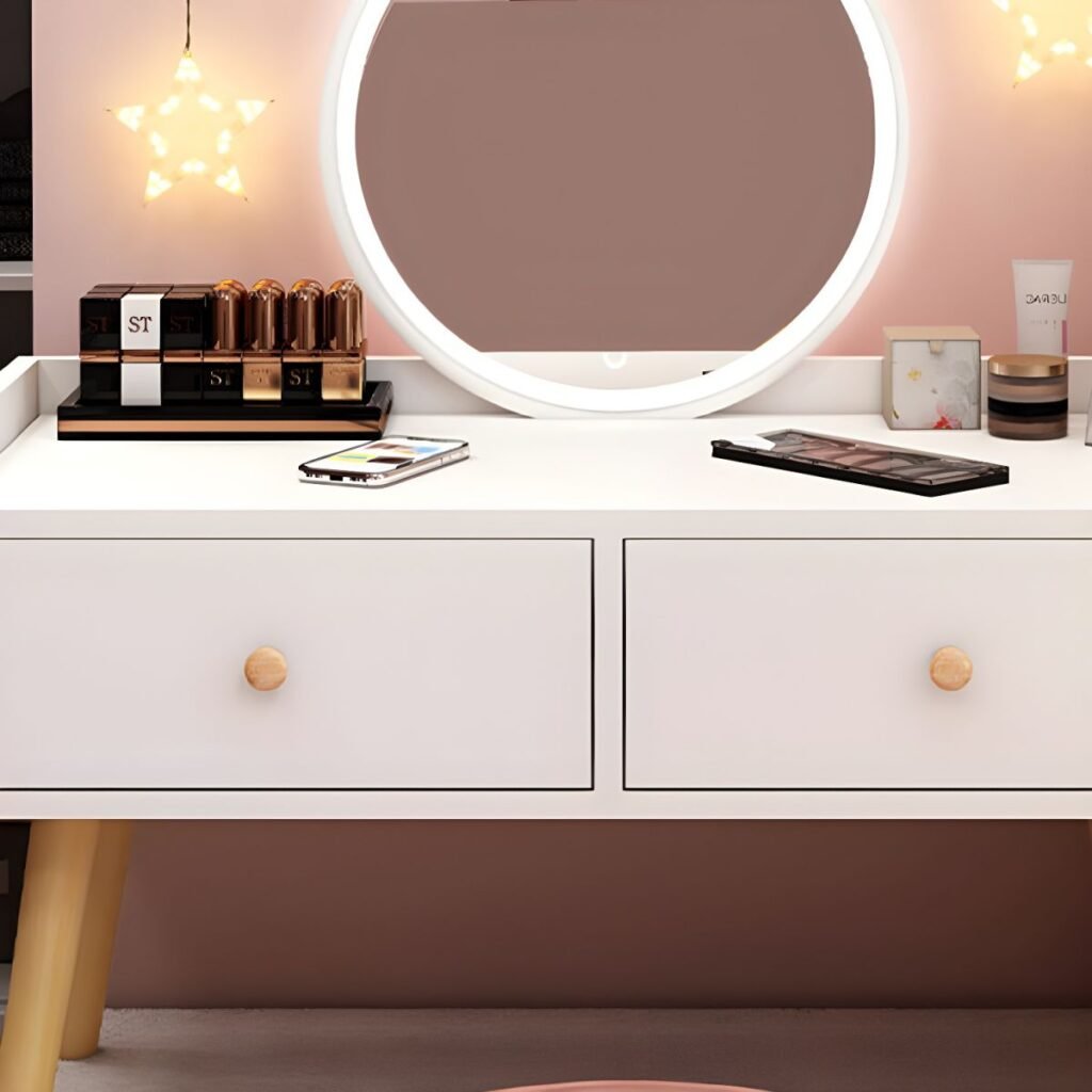 1200x12005 130 White Petite Vanity Set | Radiant 60cm Minimalist Desk