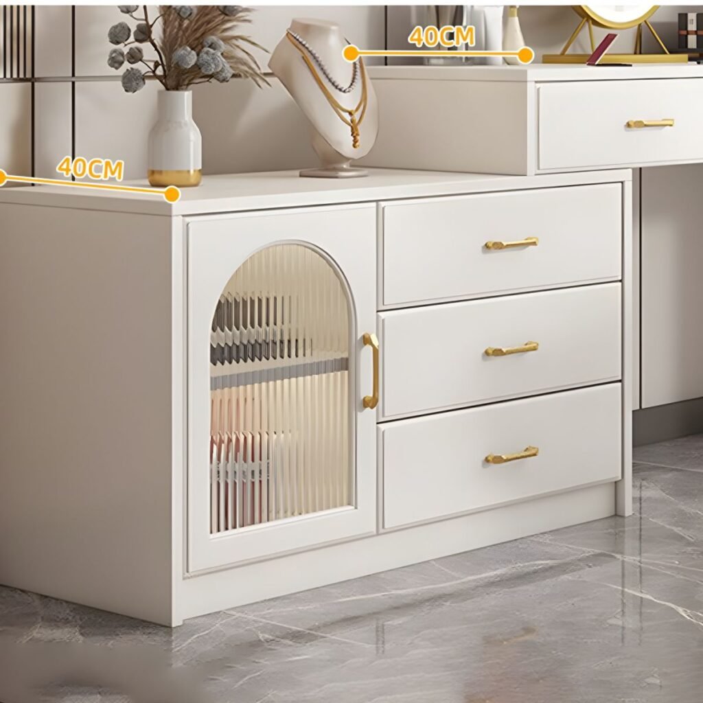 1200x12006 104 LED Vanity with Fluted Glass | Elegant White 120cm Desk