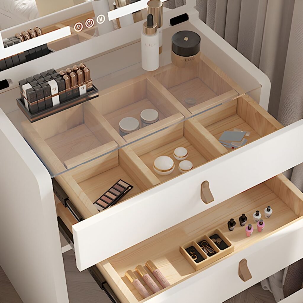 1200x12006 109 White Grey Vanity Desk | Luminous 60cm Chic Set