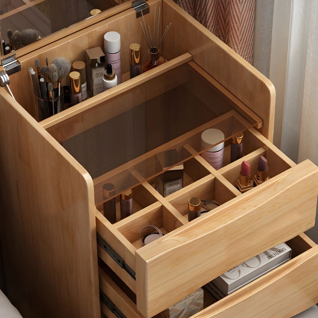 1200x12006 110 Brown Wood Narrow Vanity Set | Cozy 48cm Rustic Desk