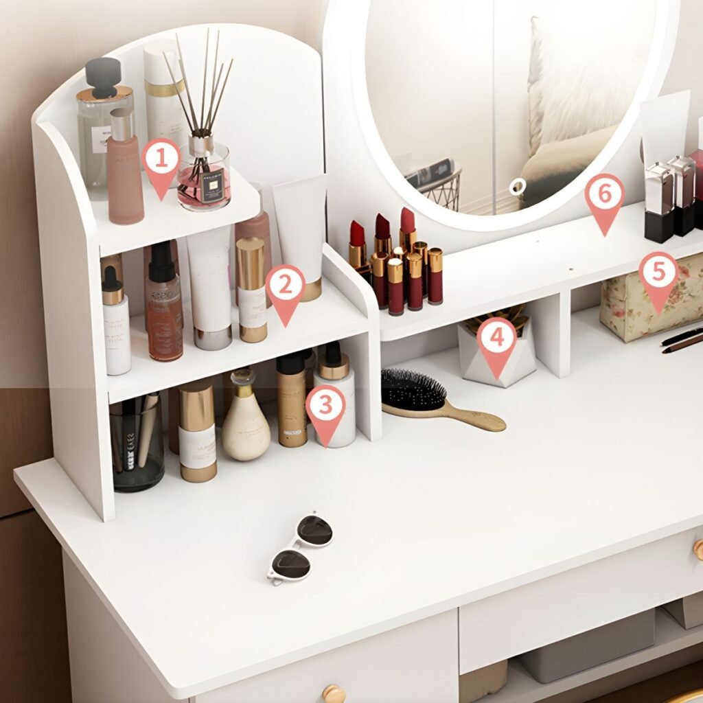 1200x12006 132 Compact Swivel Makeup Desk | Zen 80cm E0 Board Unit