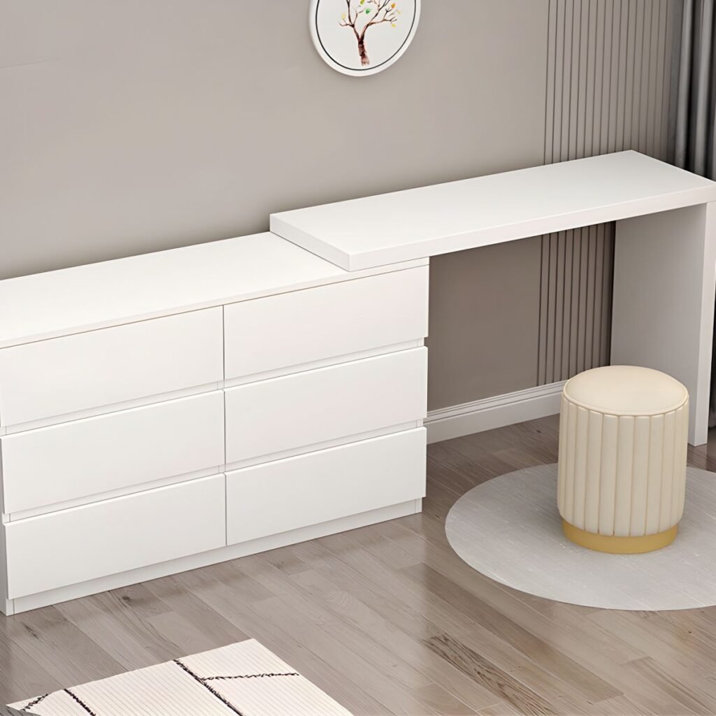 1200x12007 102 Modern Extendable Vanity Set with 6-Drawer Cabinet Combo